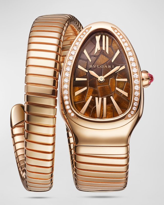 BVLGARI x Tadao Ando Serpenti Tubogas Limited Edition 18K Rose Gold 35mm Bracelet Watch with Diamonds